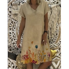 Robe à manches courtes Col en V