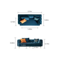 Canapé d'angle en L confortable en tissu doux et résistant avec pieds en métal