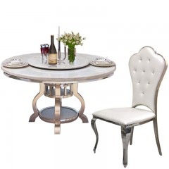 Ensemble table et chaises de salle à manger ronde en marbre