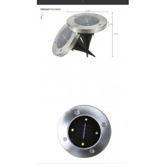 Lampe solaire spot extérieure pour chemin Acier inoxydable