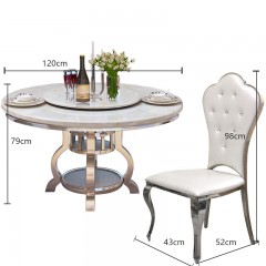 Ensemble table et chaises de salle à manger ronde en marbre