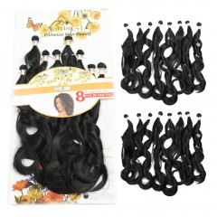 Extension de cheveux en fibre synthétique 24 pouces cheveux noir lot de 8pcs