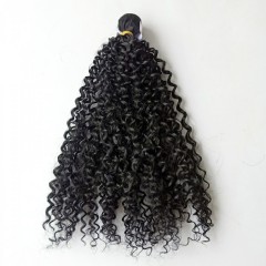 Mèches de 16 pouces aux cheveux bouclées noir en fibre synthétique