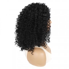 Perruque de bandeau 19 pouces cheveux noirs bouclés en fibre synthétique