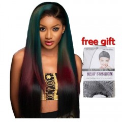 Perruque en fibre synthétique Couleurs dégradées cheveux lisses 28pouces