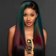Perruque en fibre synthétique Couleurs dégradées cheveux lisses 28pouces