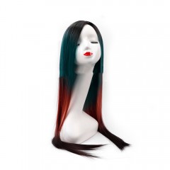 Perruque en fibre synthétique Couleurs dégradées cheveux lisses 28pouces
