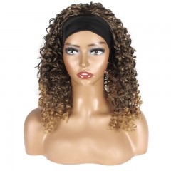 Perruque synthétique 14 pouces aux cheveux bouclés sans dentelle
