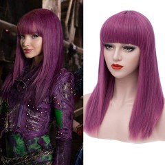 Perruque synthétique violette aux  cheveux longs et lisses 18 pouces résistant à la chaleur