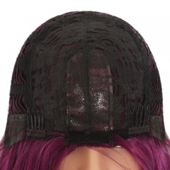 Perruque synthétique  violette de 26 pouces aux cheveux  bouclés en soie douce