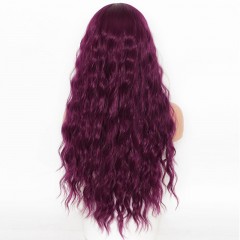 Perruque synthétique  violette de 26 pouces aux cheveux  bouclés en soie douce
