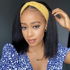 Perruque de bandeau cheveux noirs 12 pouces fibre de haute température