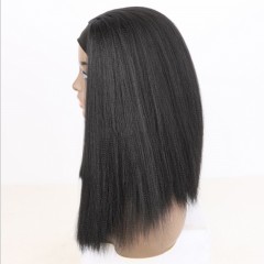 Perruque de bandeau cheveux noirs 12 pouces fibre de haute température