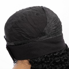 Perruque bandeau en fibre synthétique cheveux noir longs et frisés Deep Wave