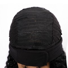 Perruque bandeau en fibre synthétique cheveux noir longs et frisés Deep Wave