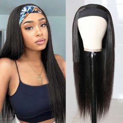 Perruque bandeau en fibre synthétique de haute qualité cheveux longs et raides