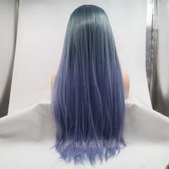 Perruque synthétique cosplay  en dentelle  aux cheveux soyeux et lisses