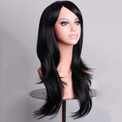 Perruque cosplay  en fibre synthétique  cheveux longs et raides