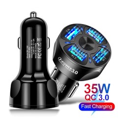 chargeur téléphone rapide QC3.0 pour voiture avec 4 ports USB