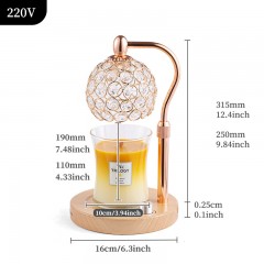 BAILI lampe de table d'aromathérapie avec support de lampe en bambou et bois lampe à cire fondue