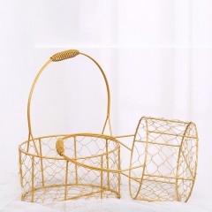 Panier de rangement portable en fer doré
