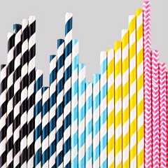Paille en papier jetable rayures dégradables