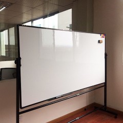 Tableau blanc magnétique double face avec support mobile cadre noir
