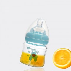 Biberon en verre à large ouverture avec tétine en silicone pour bébé
