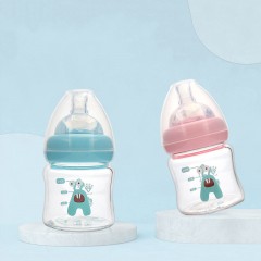 Biberon en verre à large ouverture avec tétine en silicone pour bébé