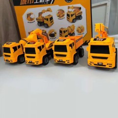 Ensemble de jouets pour véhicules d'ingénierie 4 en 1 (camion à benne basculante + pelle + camion malaxeur + grue)