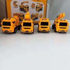 Ensemble de jouets pour véhicules d'ingénierie 4 en 1 (camion à benne basculante + pelle + camion malaxeur + grue)