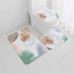 Ensemble de trois pièces de coussin épaissi (coussin de couvercle de toilette + coussin de porte rectangulaire antidérapant + coussin de pied absorbant en forme de U)