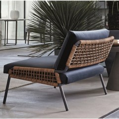 Canapé d'extérieur en osier avec tissu imperméable et support en aluminium