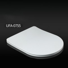 Siège de toilette blanc en forme de U à chute lente en porcelaine