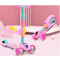 XIONGLANGGE Trotinette pliable à trois roues  avec lumières colorées jouets pour enfants