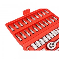SNJUE kit d'outils de réparation automobile Jeu de 46 pièces Clés à cliquet en acier chrome-vanadium