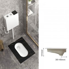 Ensemble de toilette accroupi en céramique sans courbure