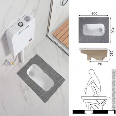 Ensemble de toilette accroupi sans plaque de roche incurvée