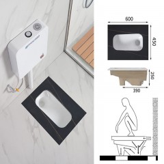 Ensemble de toilette accroupi sans plaque de roche incurvée