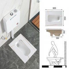 Ensemble de toilette accroupi sans plaque de roche incurvée