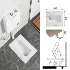 Ensemble de toilette accroupi sans plaque de roche incurvée