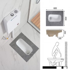 Ensemble de toilette accroupi sans plaque de roche incurvée