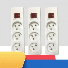Carte enfichable standard européen avec interrupteur blanc 3 jacks