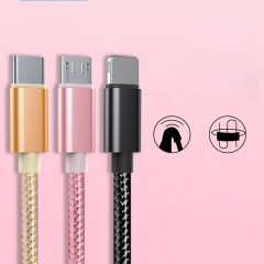 Câble USB pour téléphone portable 1 m en nylon tressé Cordon USB