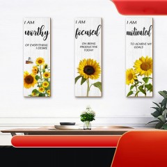 Pendentif en bois décoratif rustique en motif tournesol