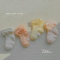 Chaussettes pour enfants ensemble de 4 pièces dentelle respirant et absorbant la sueur coton