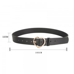 Ceinture femme amour perle alliage aiguille boucle cuir PU