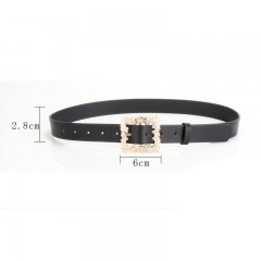 Ceinture femme sertie de diamants en alliage boucle aiguille pu cortex
