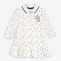 Petite robe maven pour fille à pois ondulés licorne imprimé revers