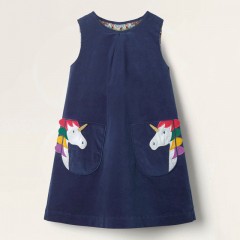 Petite robe maven coton imprimé licorne pour les filles bleu